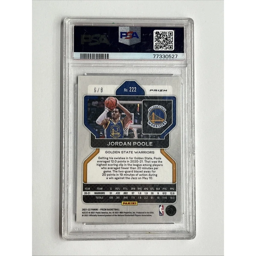 2021 Panini Prizm Jordan Poole Green Choice /8 PSA 10 Warriors SSP